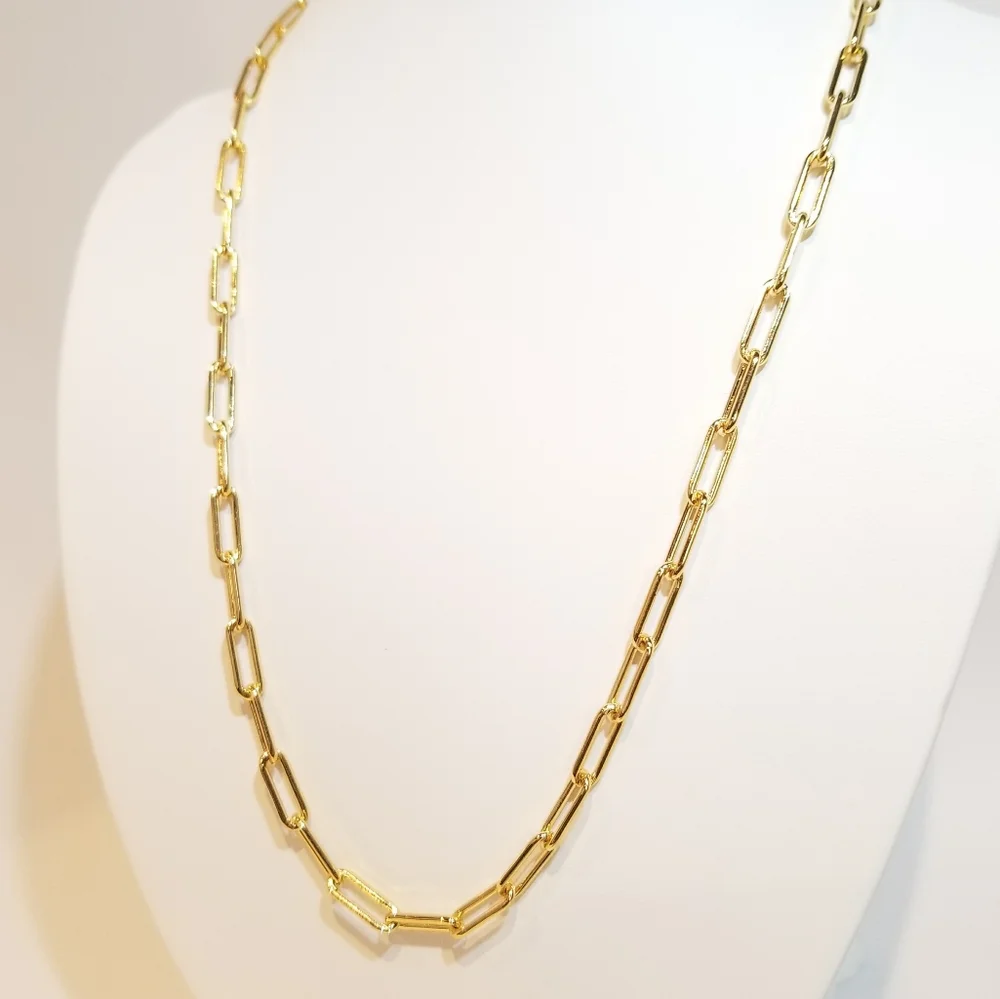 18K Gold Filled Paperclip Chain Necklace NEW